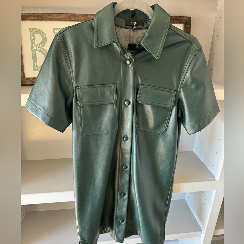 7 for All Mankind Pleather Forest Green Dress